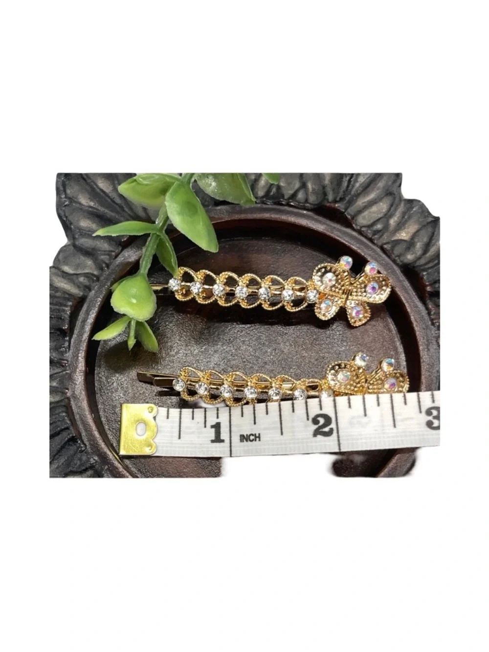 Elegant Gold Butterfly Hair Clips with Crystal Accents FINAL PRICE DROP